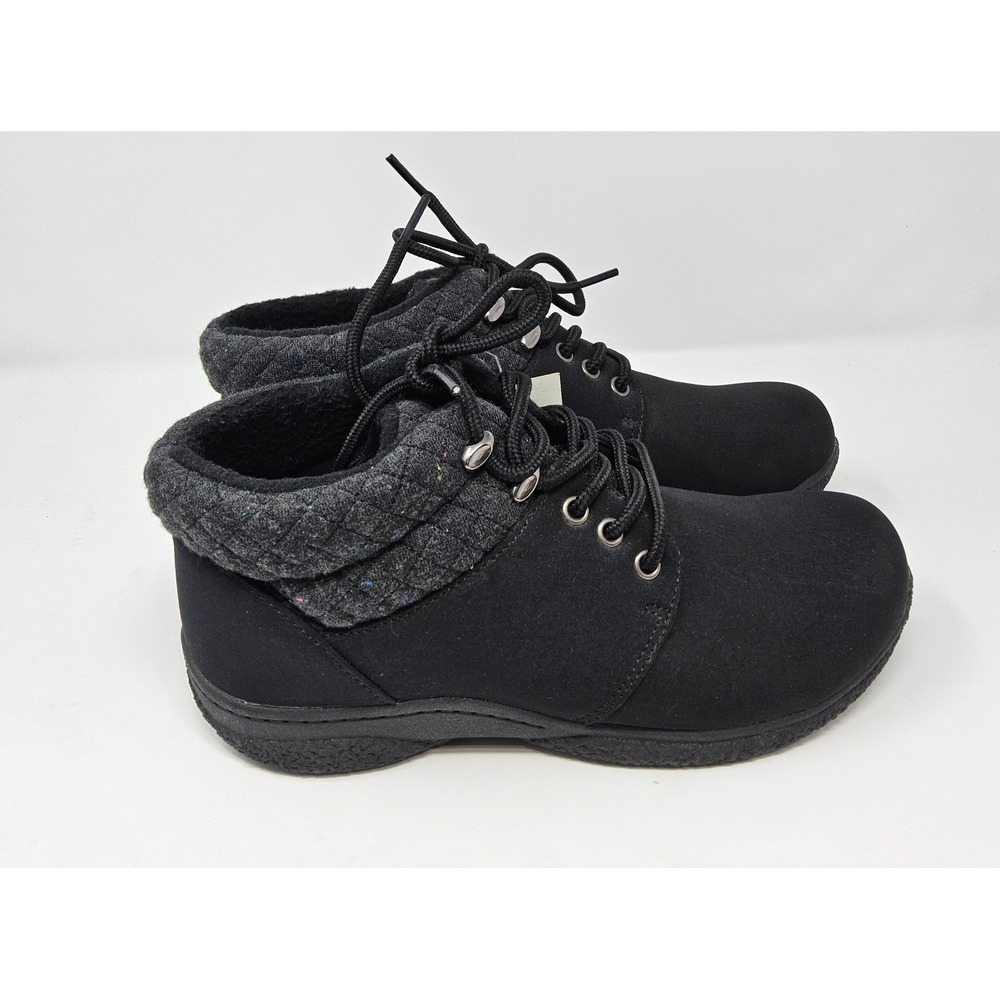 Propet Delaney Ankle Boots Shoes 7.5 W NEW Waterproof Scotchgard Black Lace Up